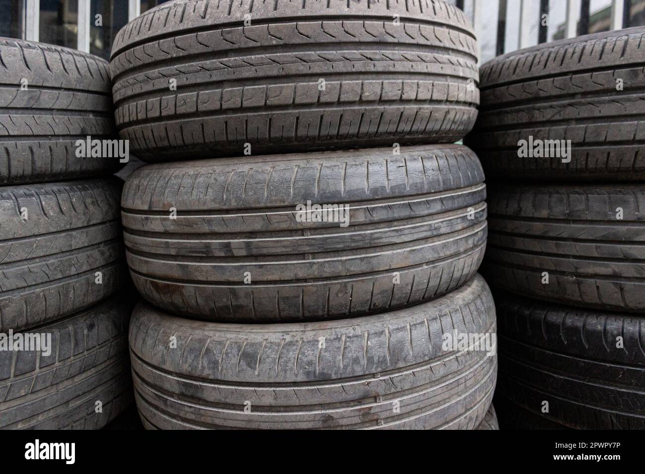 Tires stacked on each other Stock Photo Alamy