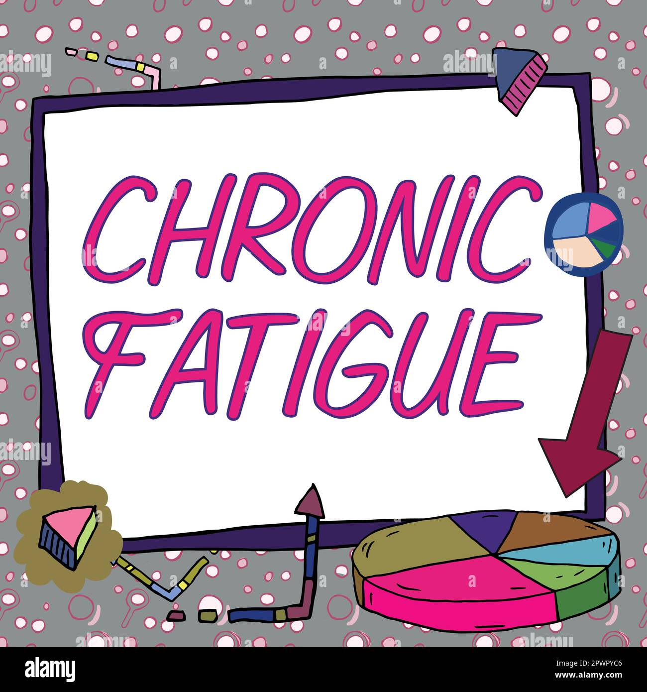 Text caption presenting Chronic Fatigue, Business overview A disease or condition that lasts for longer time Stock Photo