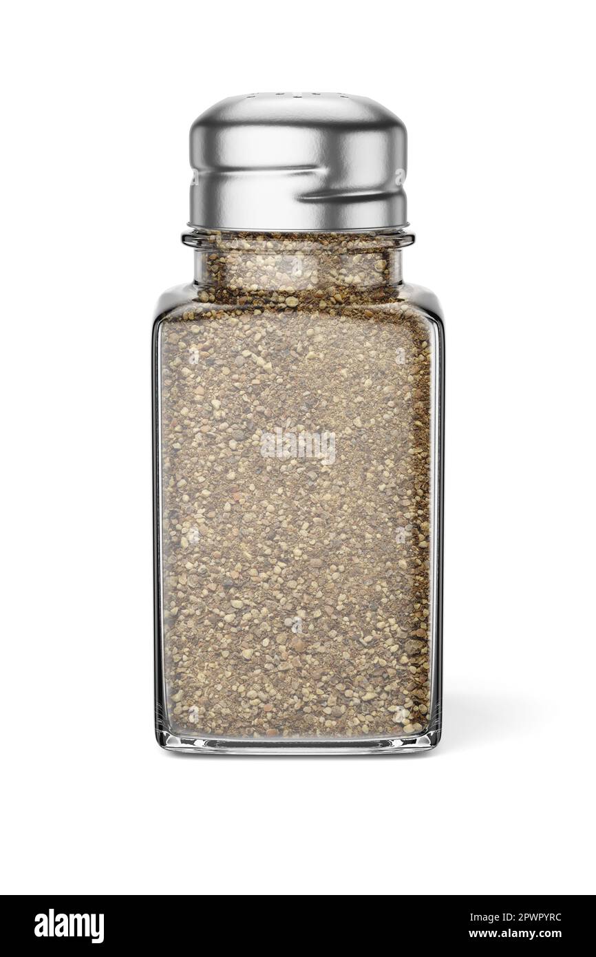 Transparent pepper shaker isolated on white background. 3d rendering