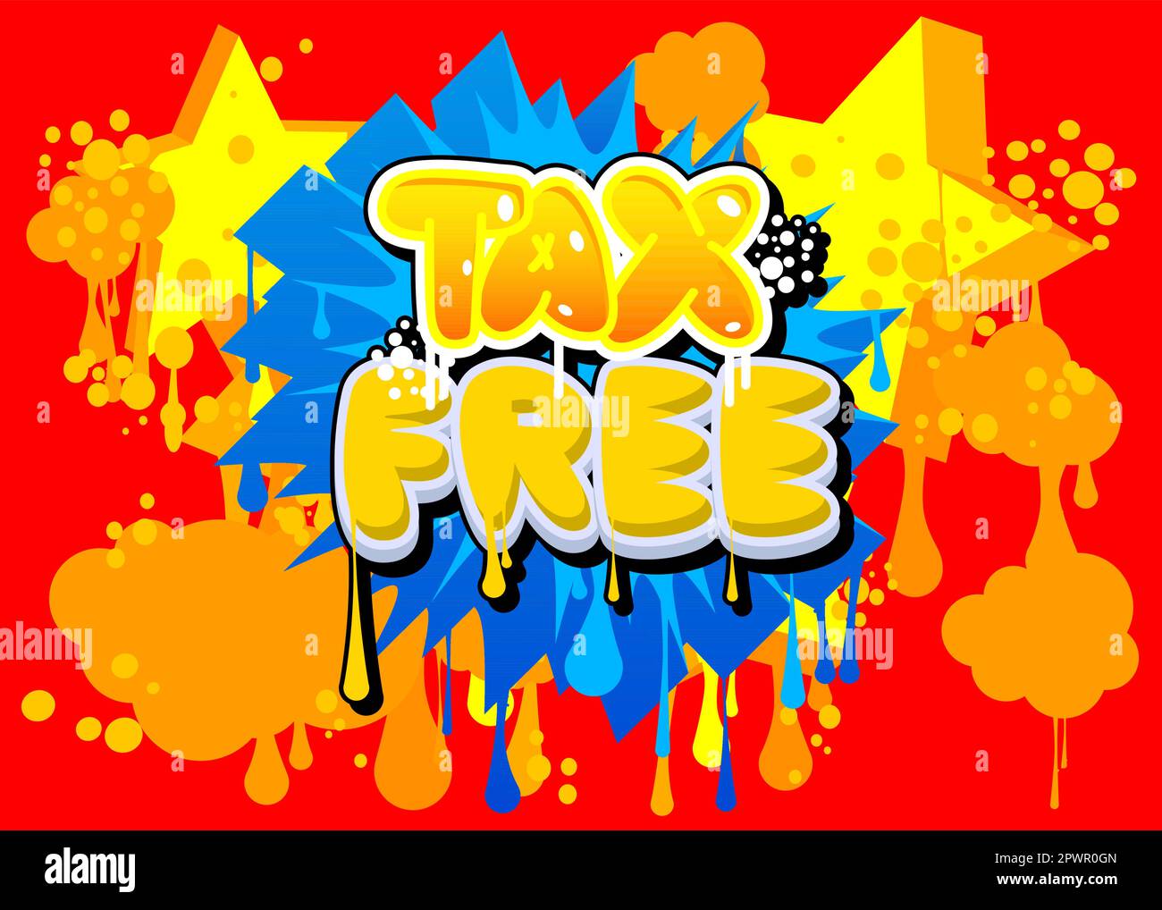 Tax Free. Graffiti tag. Abstract modern street art decoration performed in urban painting style. Stock Vector