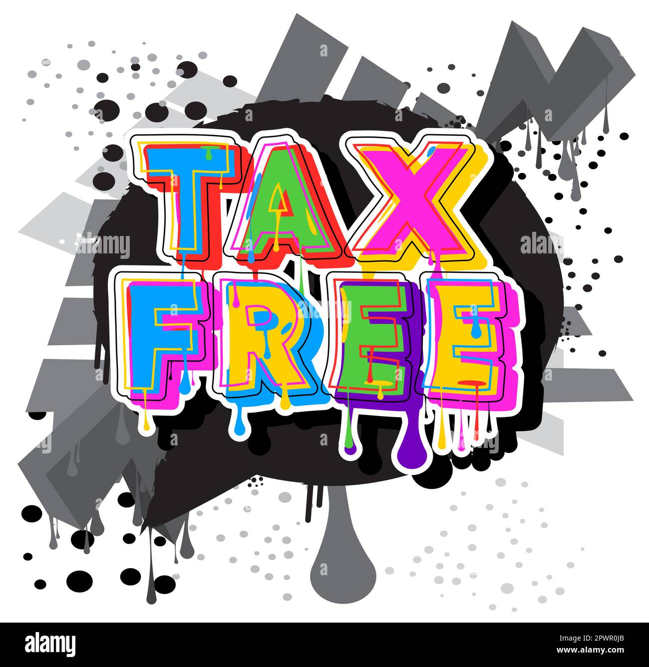Tax Free. Graffiti tag. Abstract modern street art decoration performed in urban painting style. Stock Vector