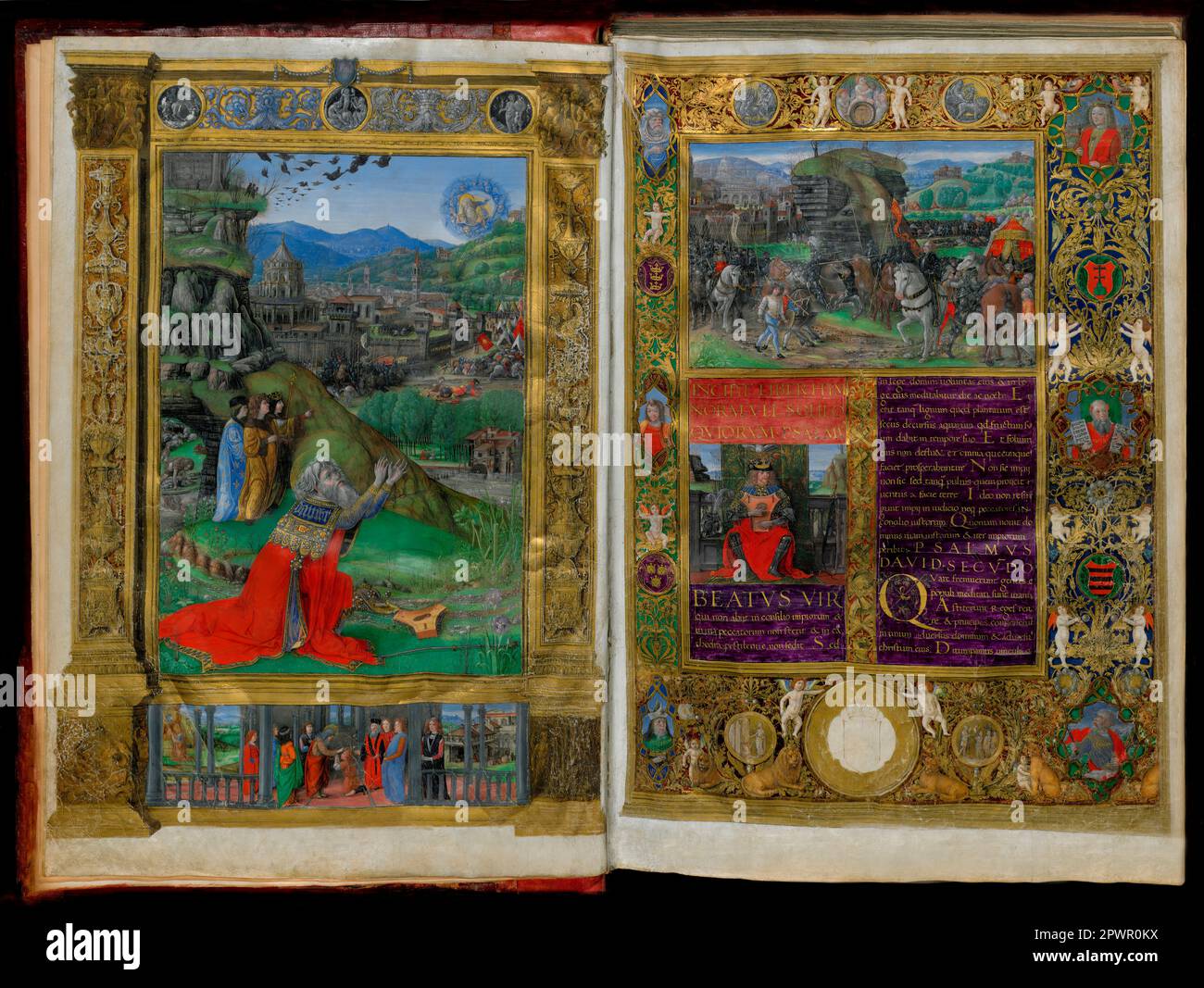 Psalms of David, a bible commissioned by King Matthias Corvinus of Hungary, paintings by Gherardo and Monte di Giovanni , manuscripts by Antonio Sinibaldi,  15th century, digital edited Stock Photo