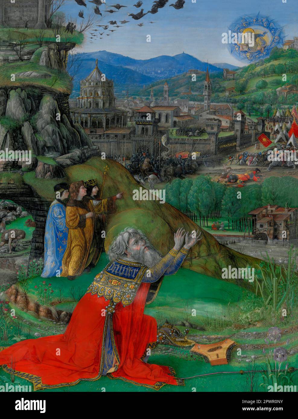 Illumination from Psalms of David, a bible commissioned by King Matthias Corvinus of Hungary, digital edited according to a painting by Gherardo and Monte di Giovanni,  15th century Stock Photo