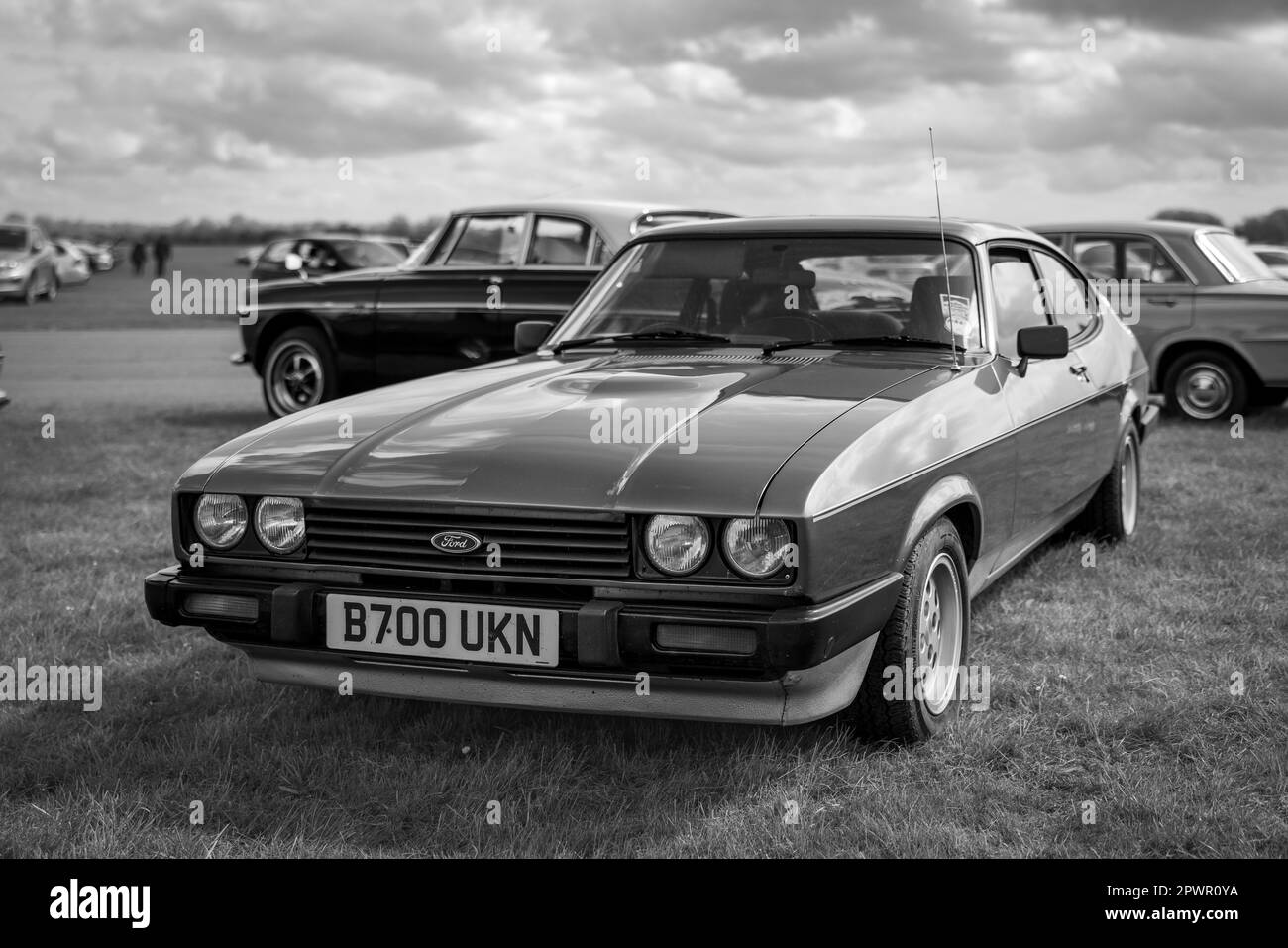 1984 Ford Capri, on display at the April Scramble held at the Bicester Heritage Centre on the 23rd April 2023. Stock Photo