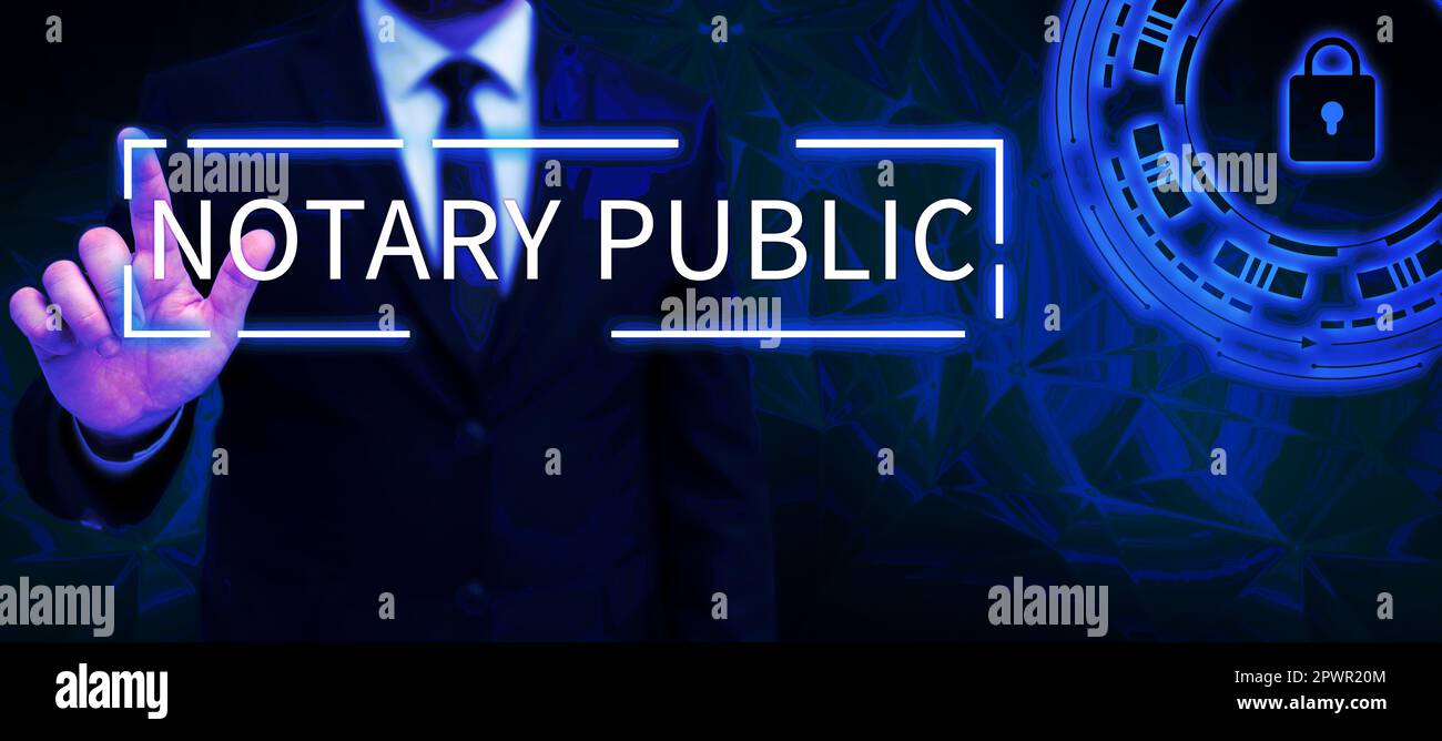 Conceptual display Notary Public, Business showcase Legality