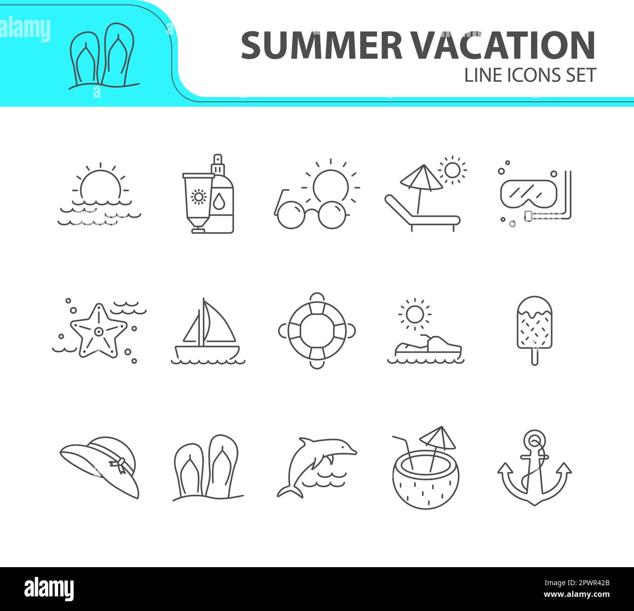 Summer vacation line icon set Stock Vector Image & Art - Alamy