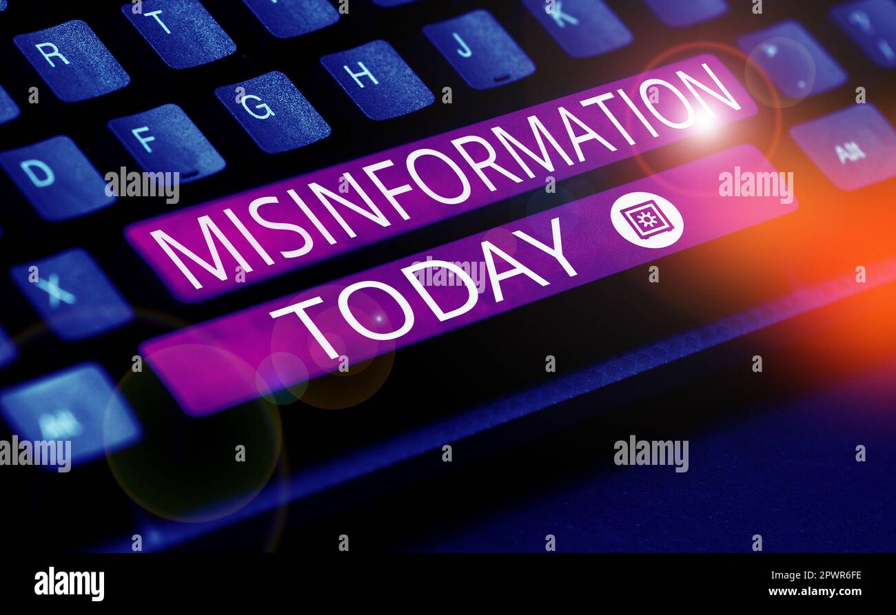 Text sign showing Misinformation, Concept meaning false data, in particular, intended intentionally to deceive Stock Photo