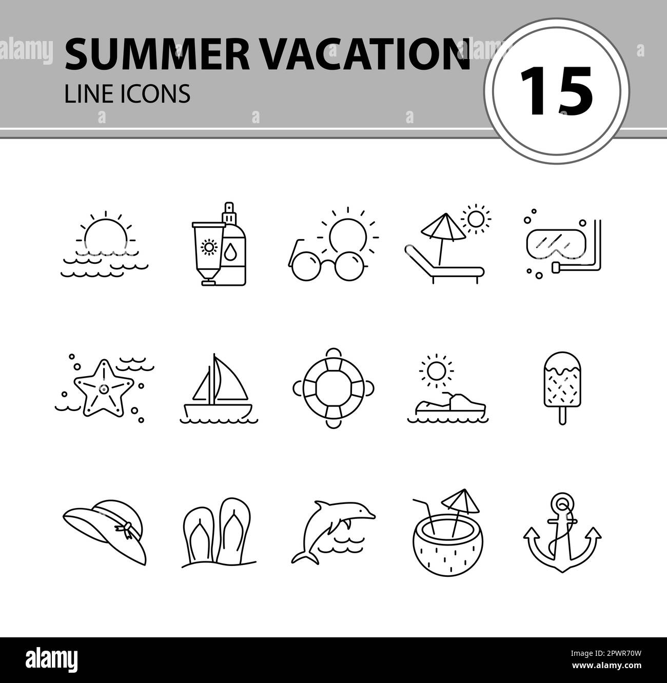 Summer vacation line icon set Stock Vector Image & Art - Alamy