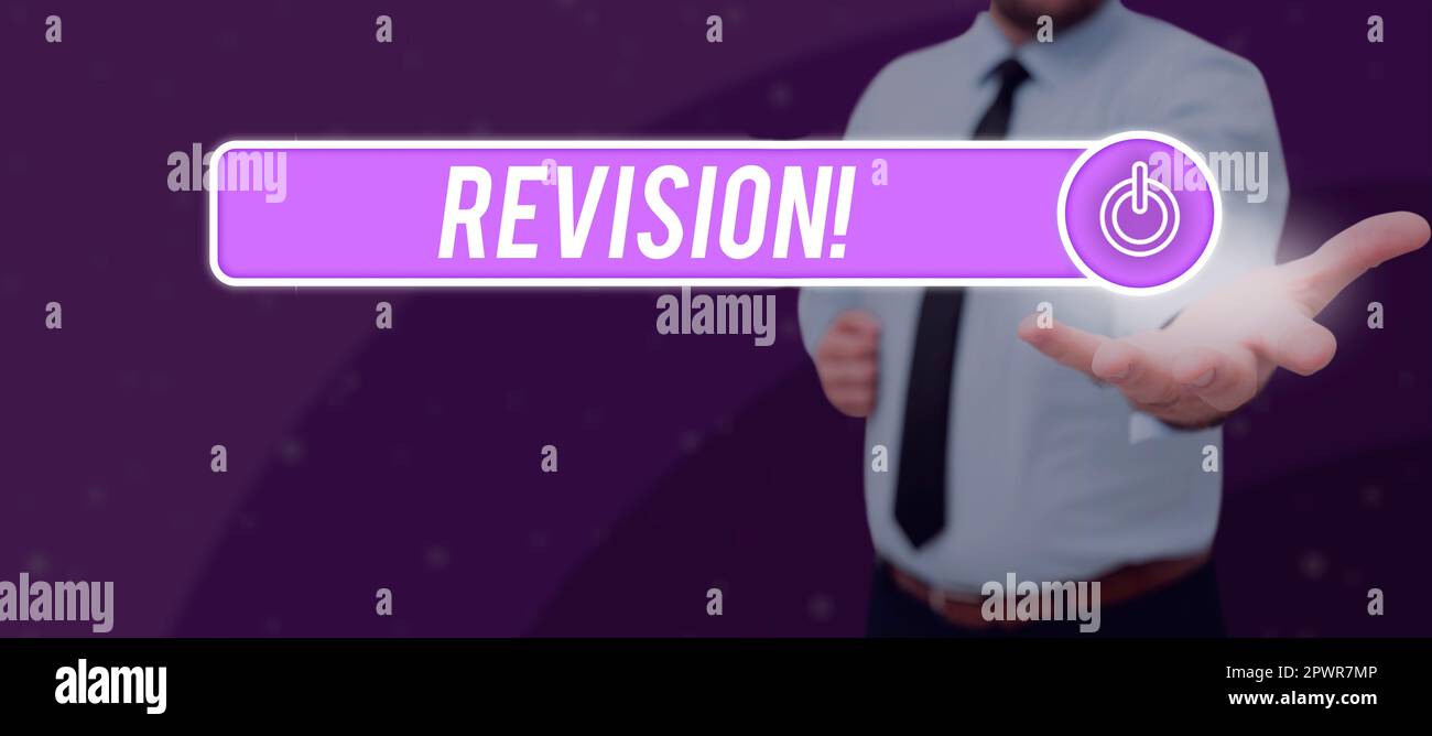 Hand writing sign Revision, Business concept action of revising over ...