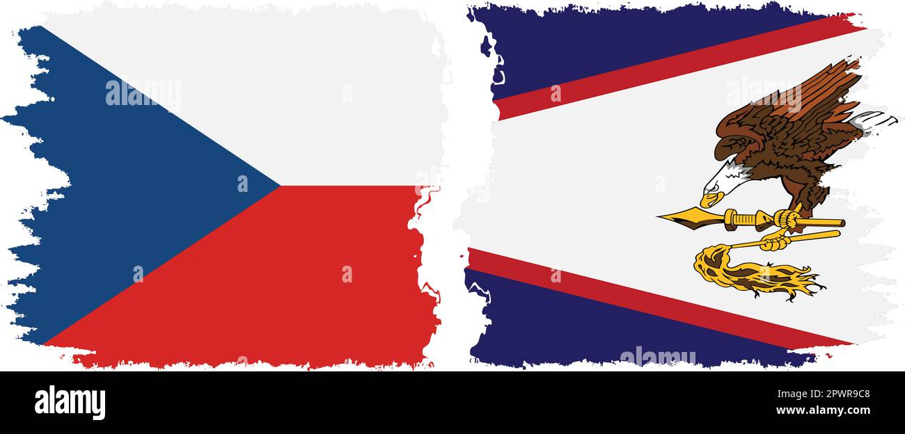 American Samoa and Czech Republic grunge flags connection, vector Stock Vector
