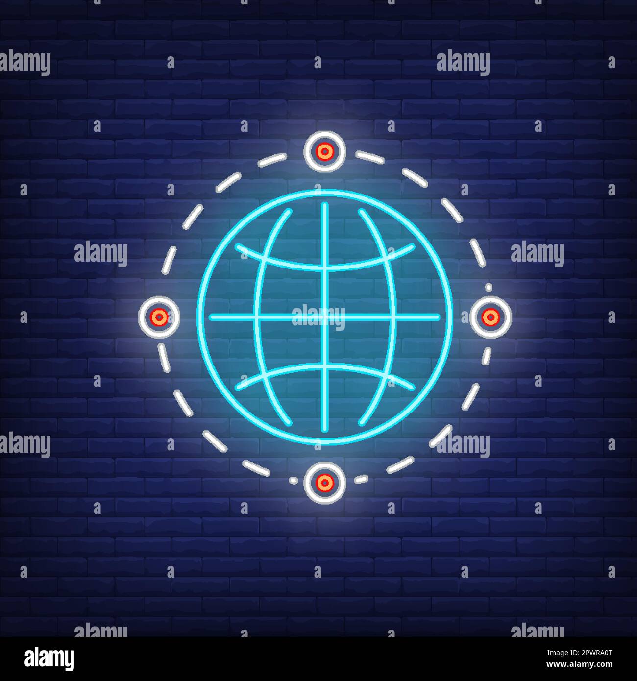 Earth globe in circle neon sign Stock Vector Image & Art - Alamy