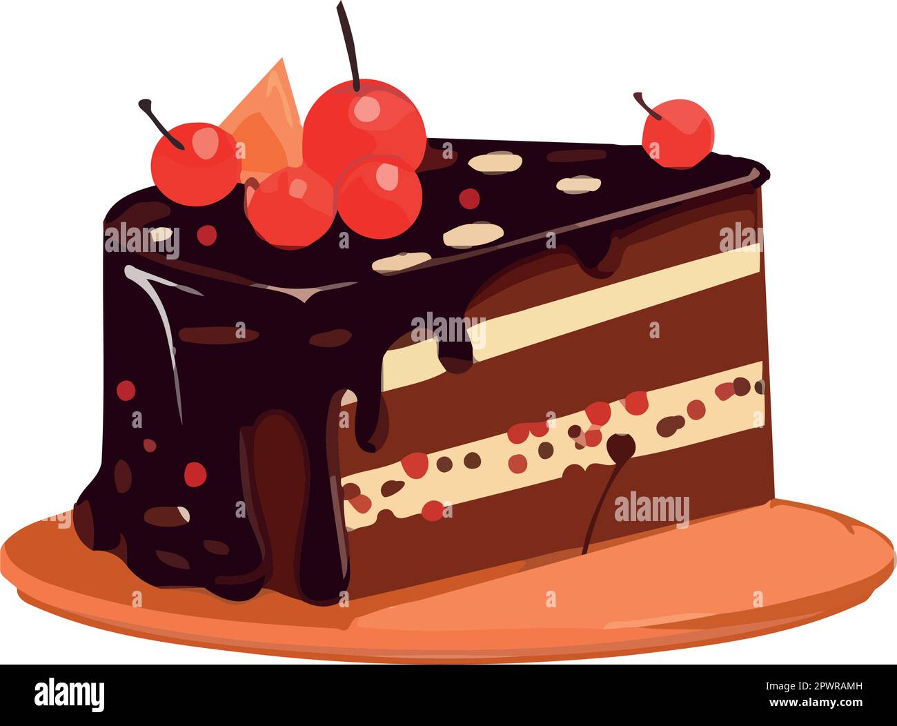 Sweet cake with chocolate and fruit decoration Stock Vector Image & Art ...