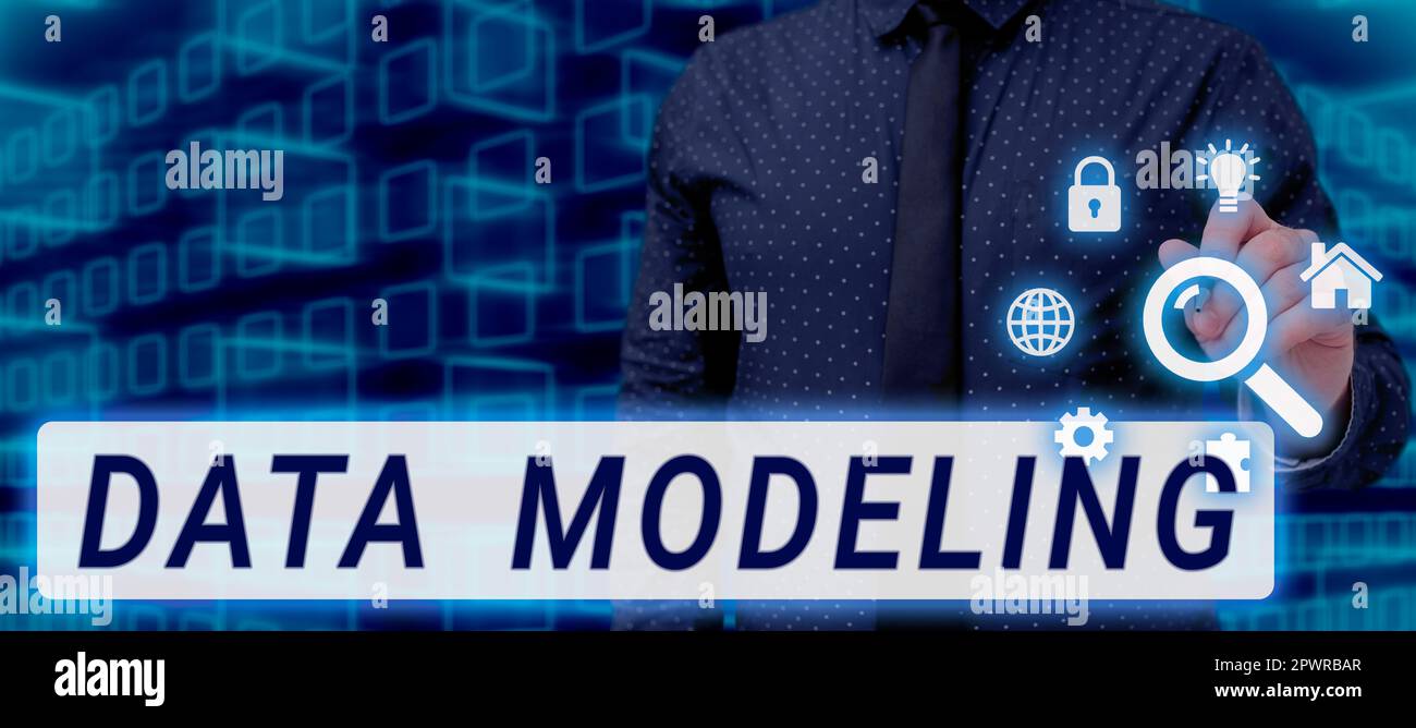 Sign displaying Data Modeling, Word for process of transferring data between data storage systems Stock Photo