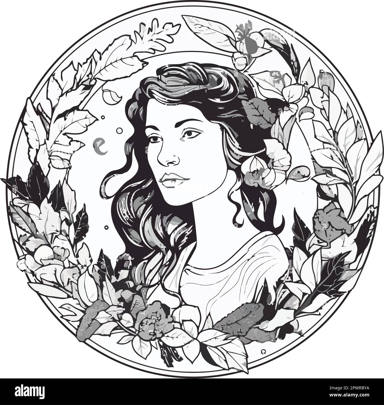 Elegant woman with floral frame Stock Vector Image & Art - Alamy