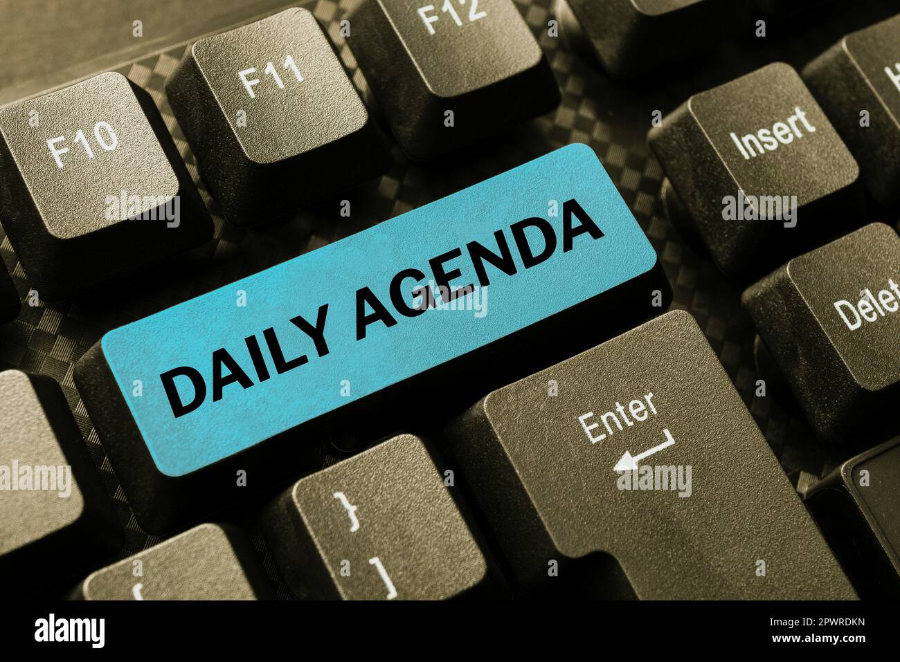 Sign displaying Daily Agenda, Business showcase To do list of items be discussed daily or at