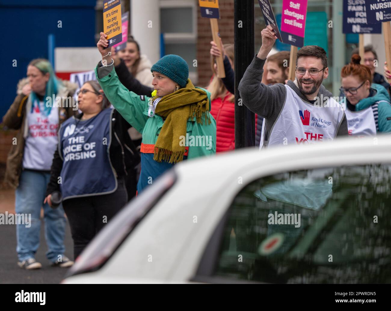Manchester, UK. 1st May 2023 Manchester UK. Nurses interact with