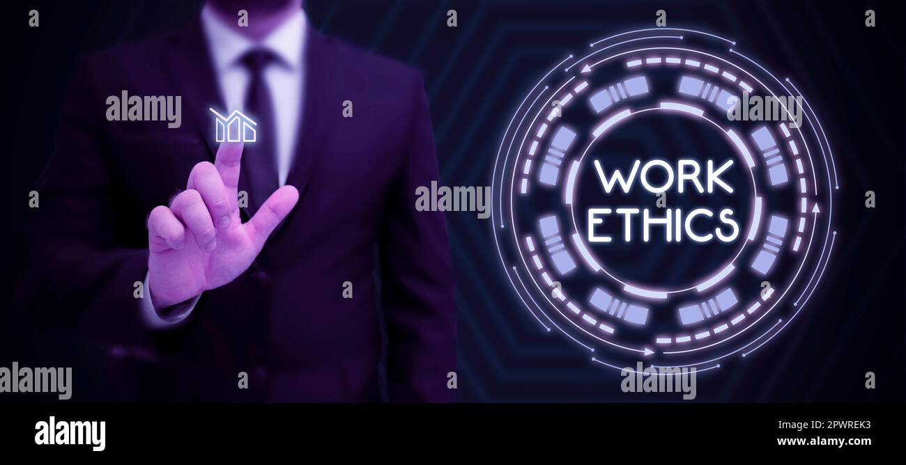 Conceptual display Work Ethics, Word Written on A set of values ...