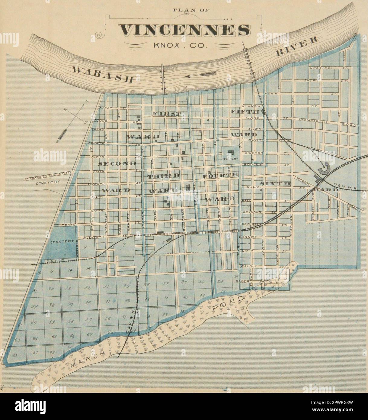 Map of Vincennes from 1876 atlas Stock Photo Alamy