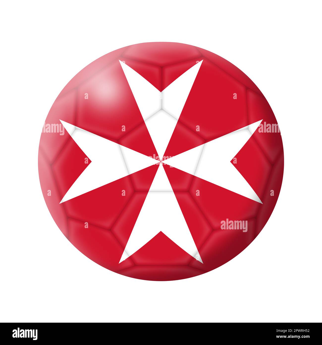 A Malta soccer ball football 3d illustration isolated on white with