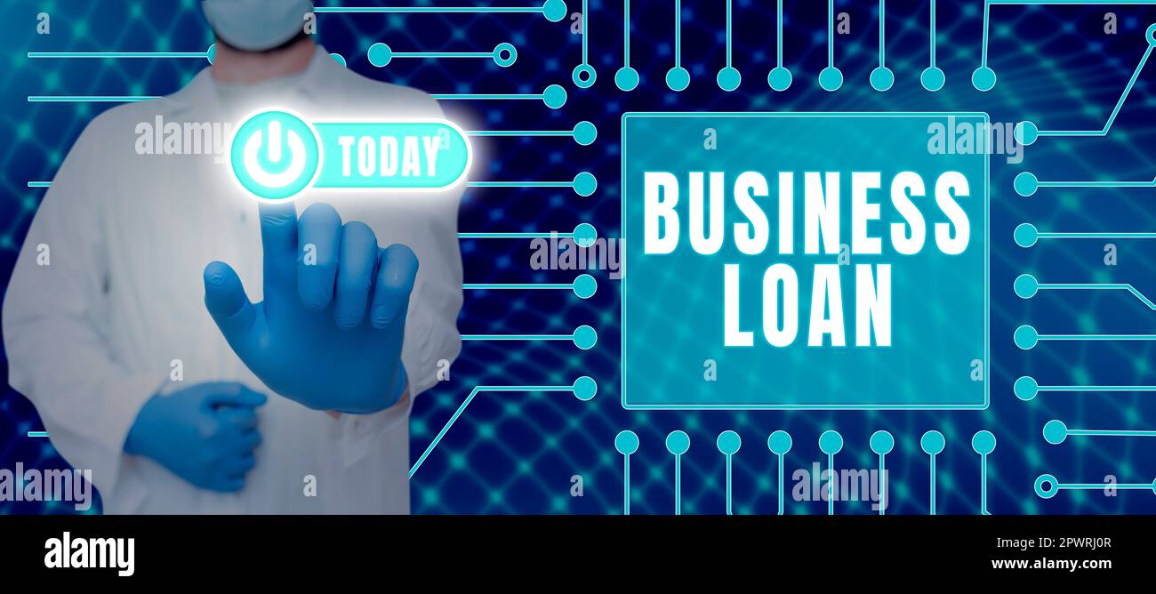Handwriting text Business Loan, Conceptual photo Credit Mortgage Financial Assistance Cash Advances Debt Stock Photo