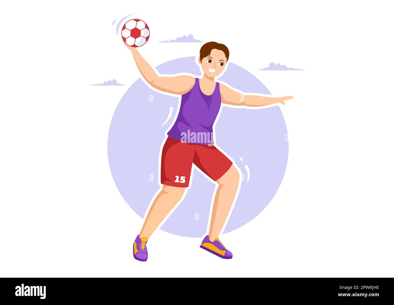 Handball Illustration of a Player Touching the Ball with His Hand and