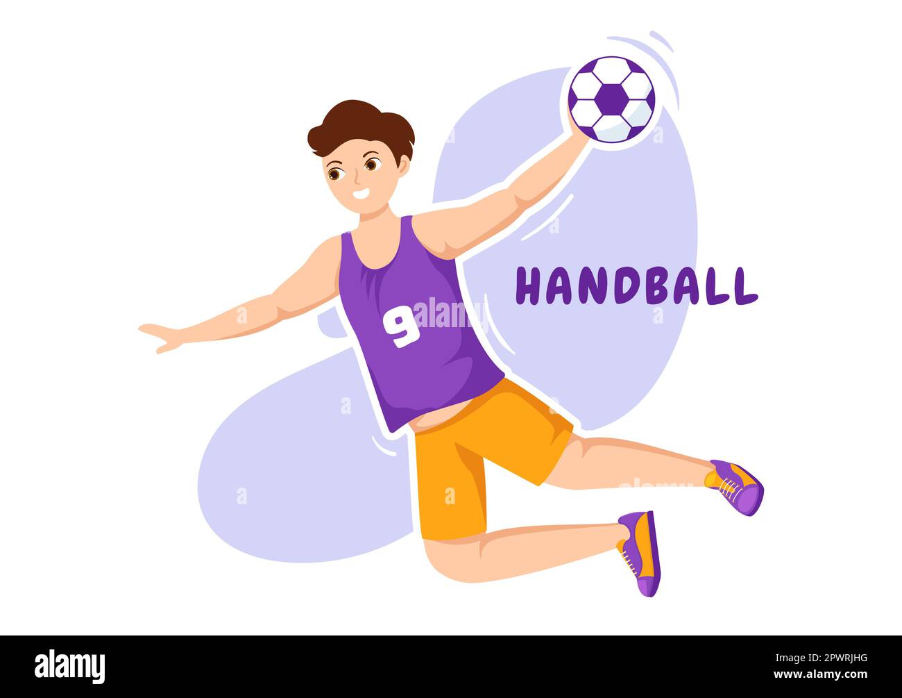 Handball Illustration of a Player Touching the Ball with His Hand and