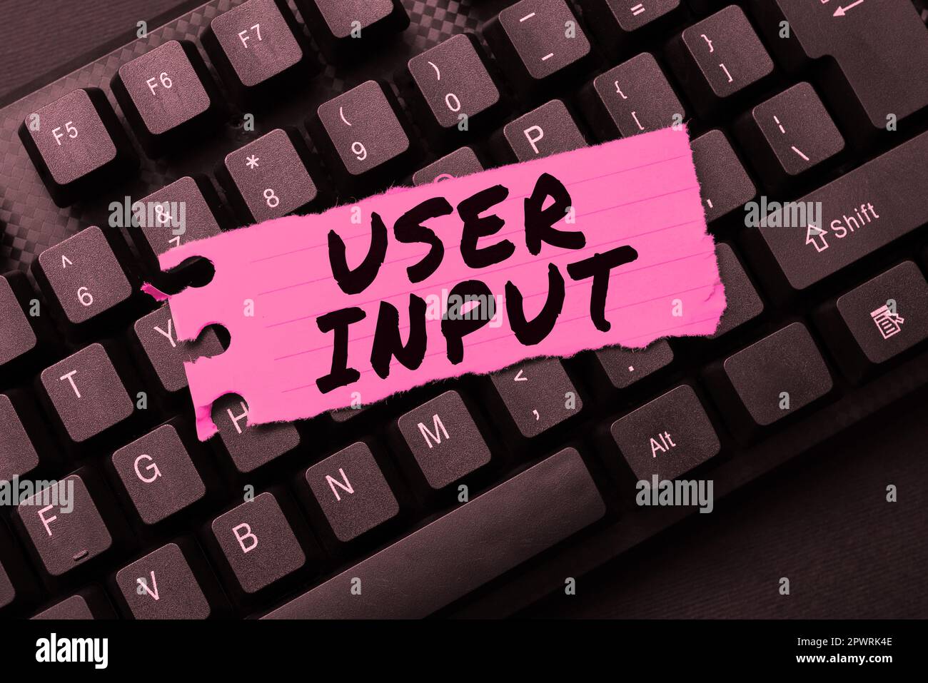 Writing displaying text User Input, Business idea Any information or data that is sent to a computer for processing Stock Photo