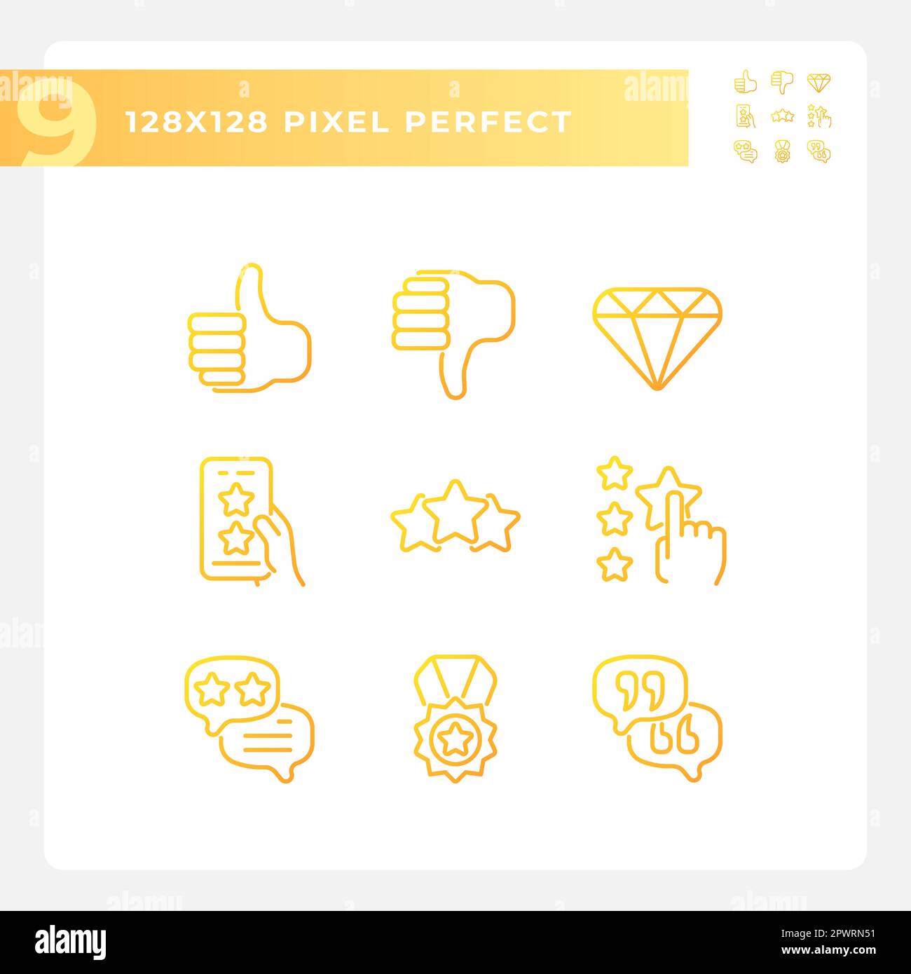 Customer rating pixel perfect gradient linear vector icons set Stock Vector