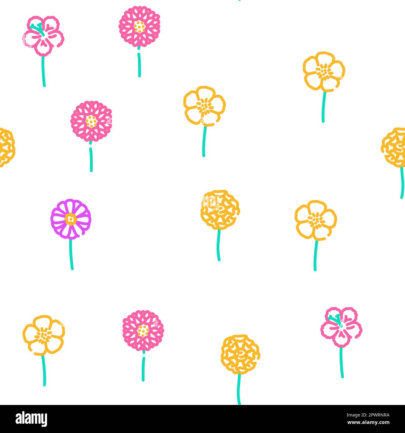 flower spring floral nature vector seamless pattern thin line ...