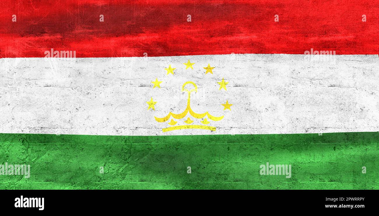 3D-Illustration of a Tajikistan flag - realistic waving fabric flag. Stock Photo