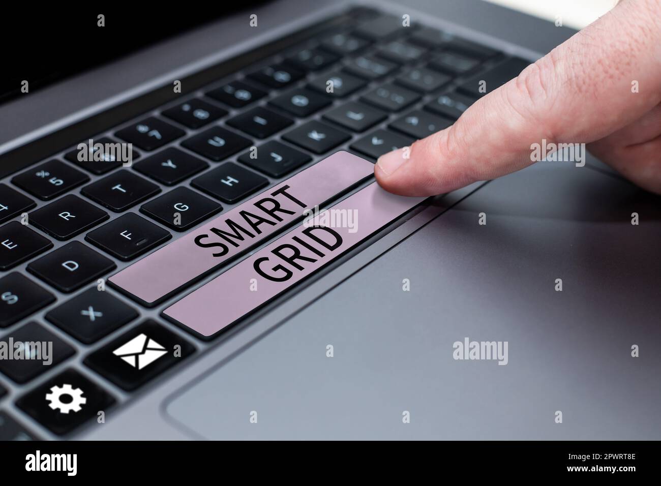Conceptual display Smart Grid, Business idea includes of operational and energy measures including meters Stock Photo