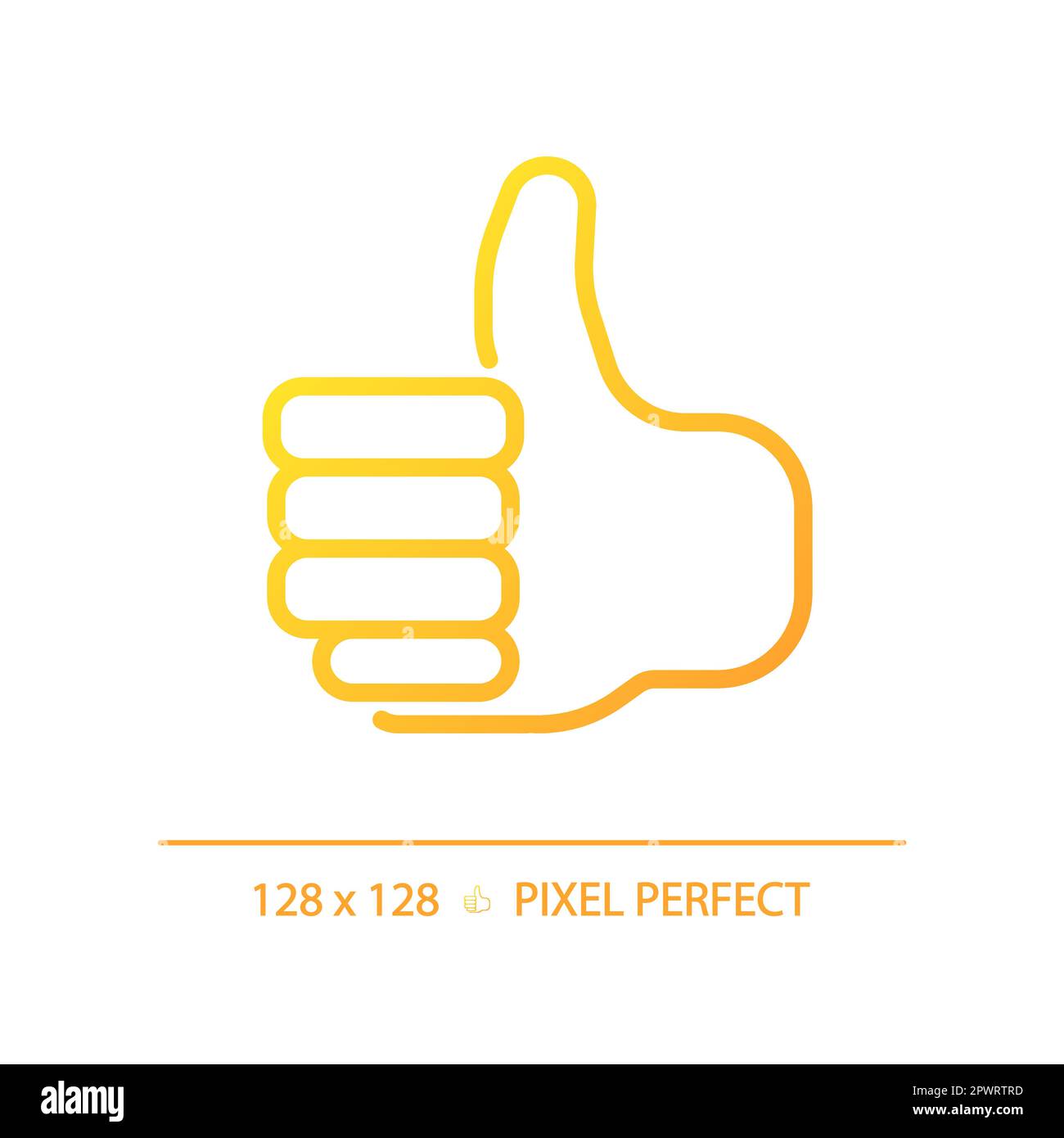 Thumb up pixel perfect gradient linear vector icon Stock Vector