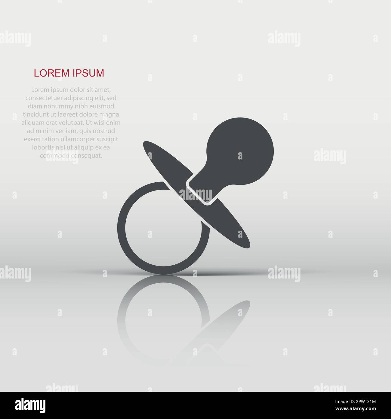 Vector baby pacifier icon in flat style. Child toy nipple sign ...