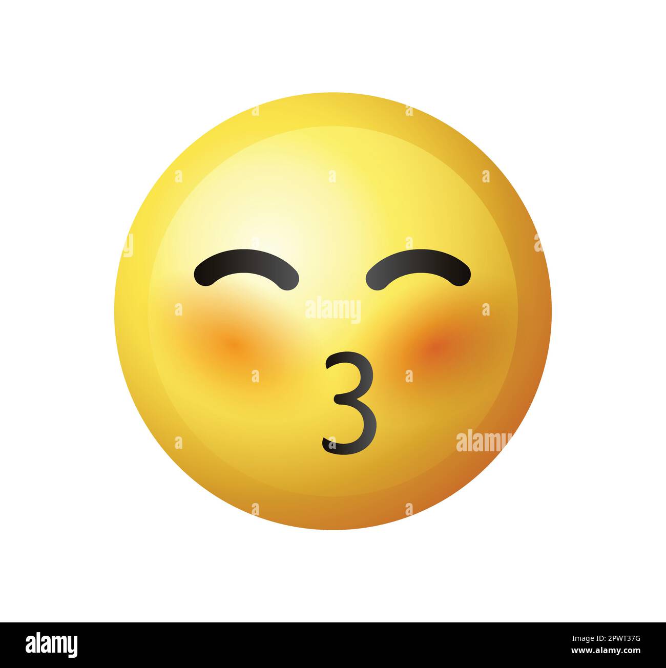 Kiss emoticon icon with closed eyes. A yellow face kiss emoji clipart design. Stock Vector