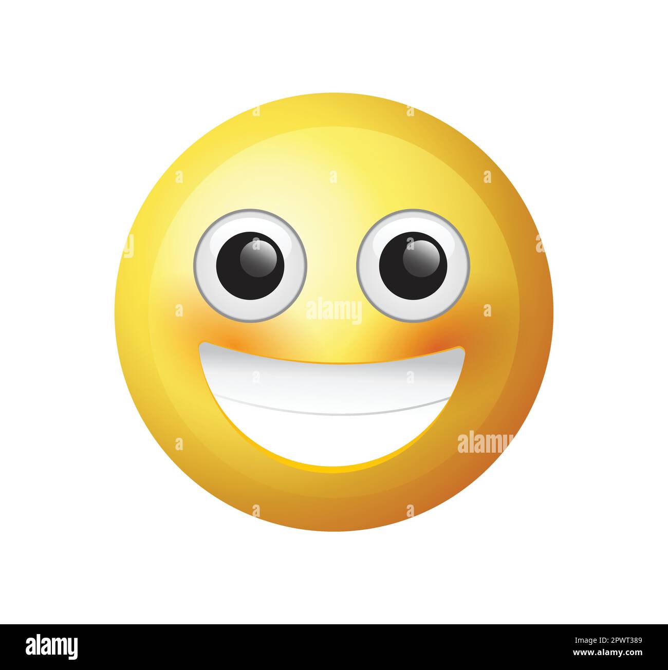 High quality emoticon vector on white background. Smiling emoji, blushing smiley face icon. Stock Vector
