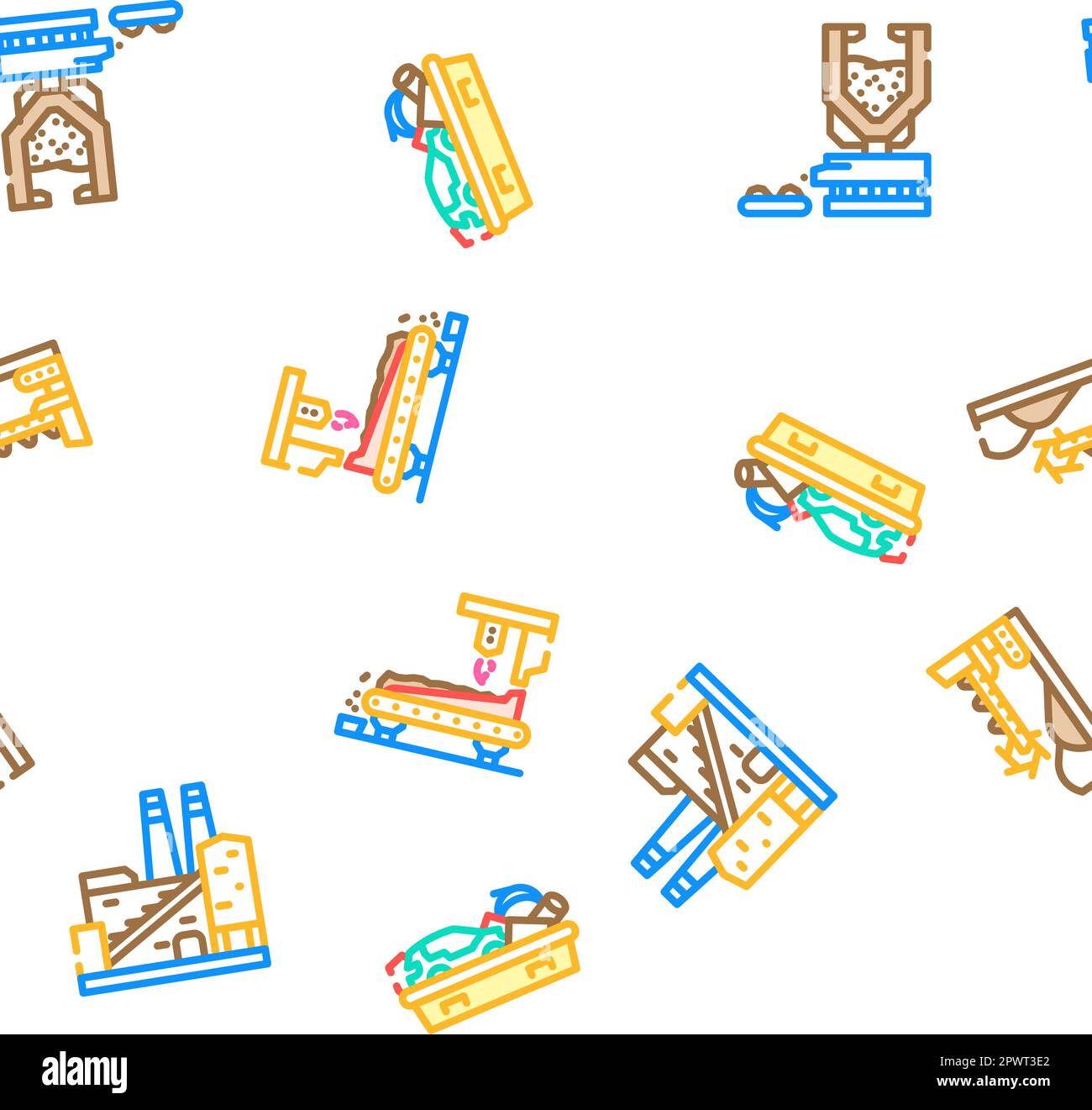 steel production industry metal vector seamless pattern thin line ...