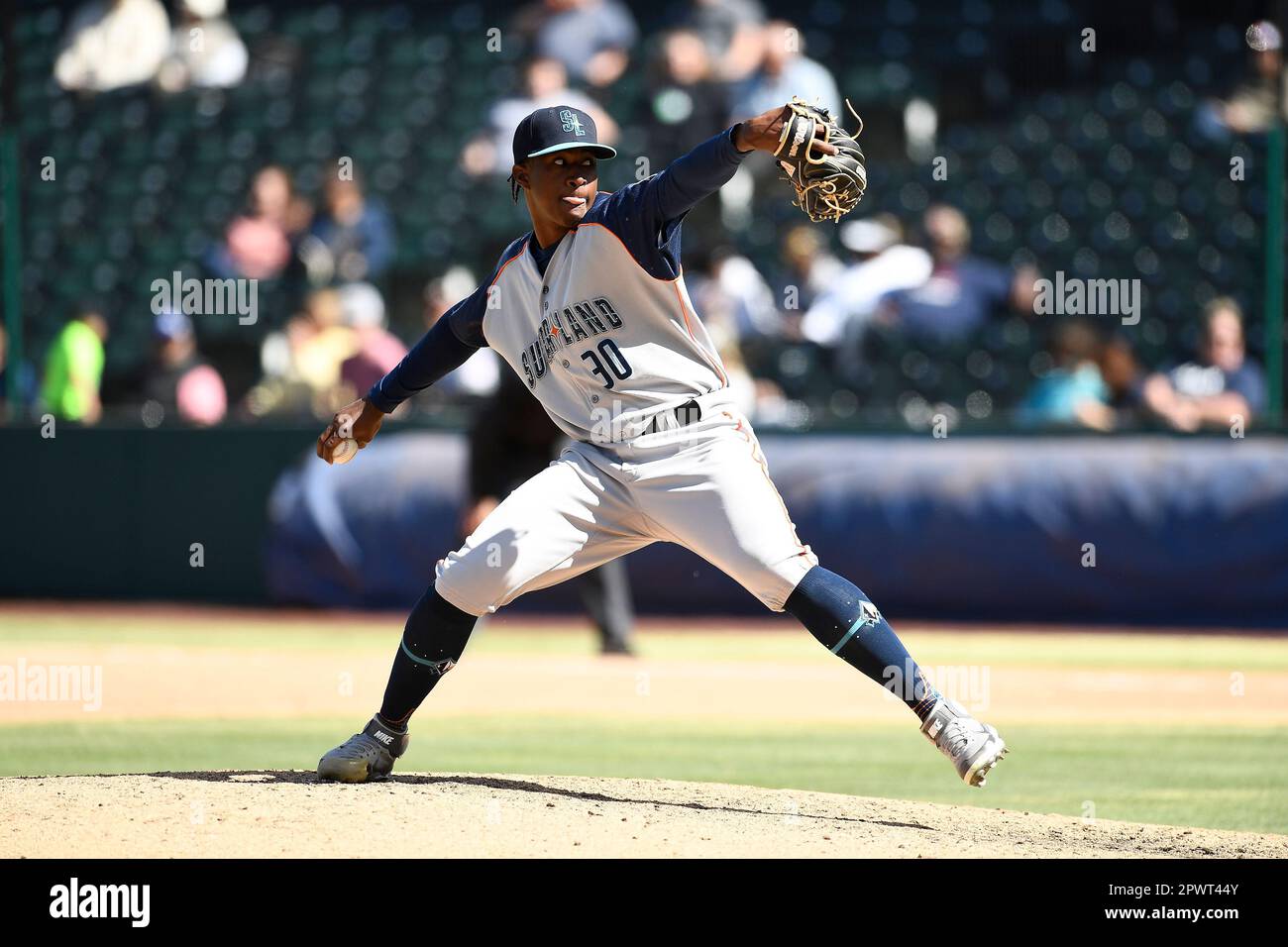 Relief pitcher Misael Tamarez (30) of the Sugar Land Space Cowboys