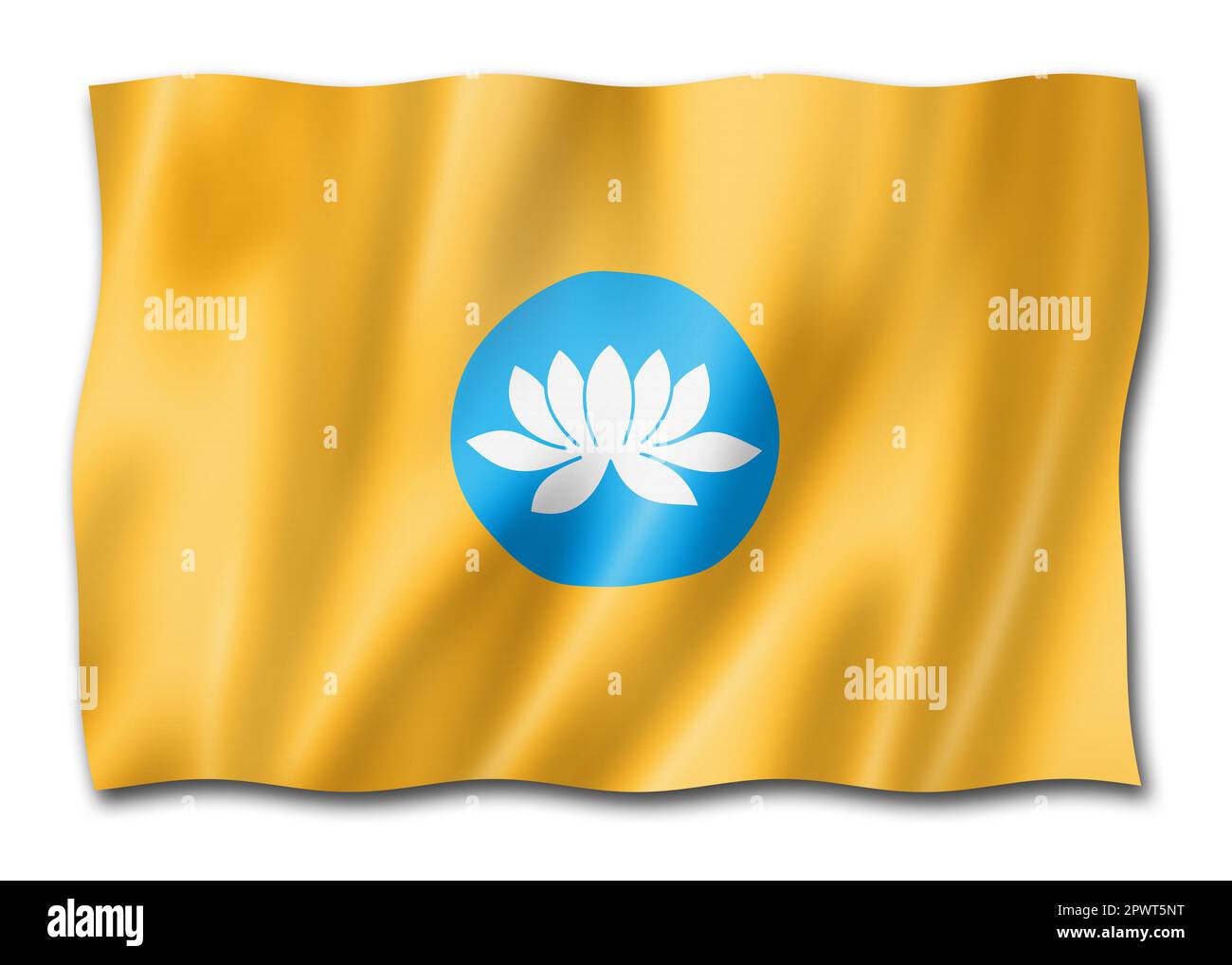 Kalmykia state - Republic -  flag, Russia waving banner collection. 3D illustration Stock Photo