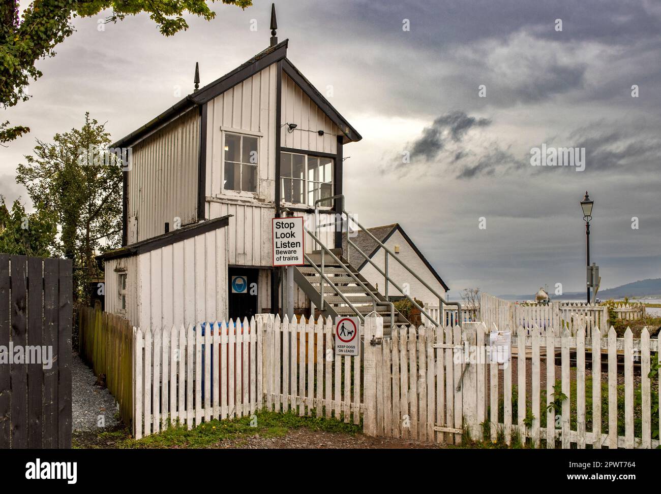 Inverness Scotland the Clachnaharry railway white signal box a listed building Stock Photo