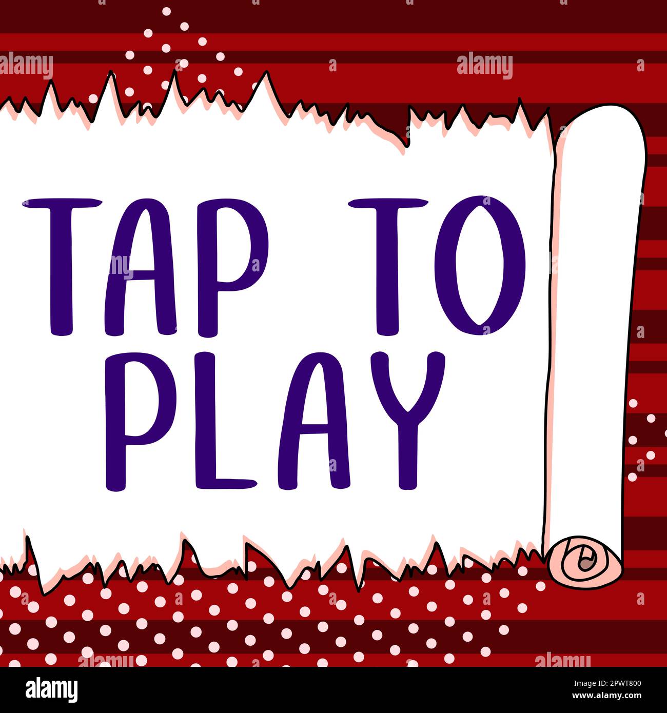 Text caption presenting Tap To Play, Concept meaning Touch the