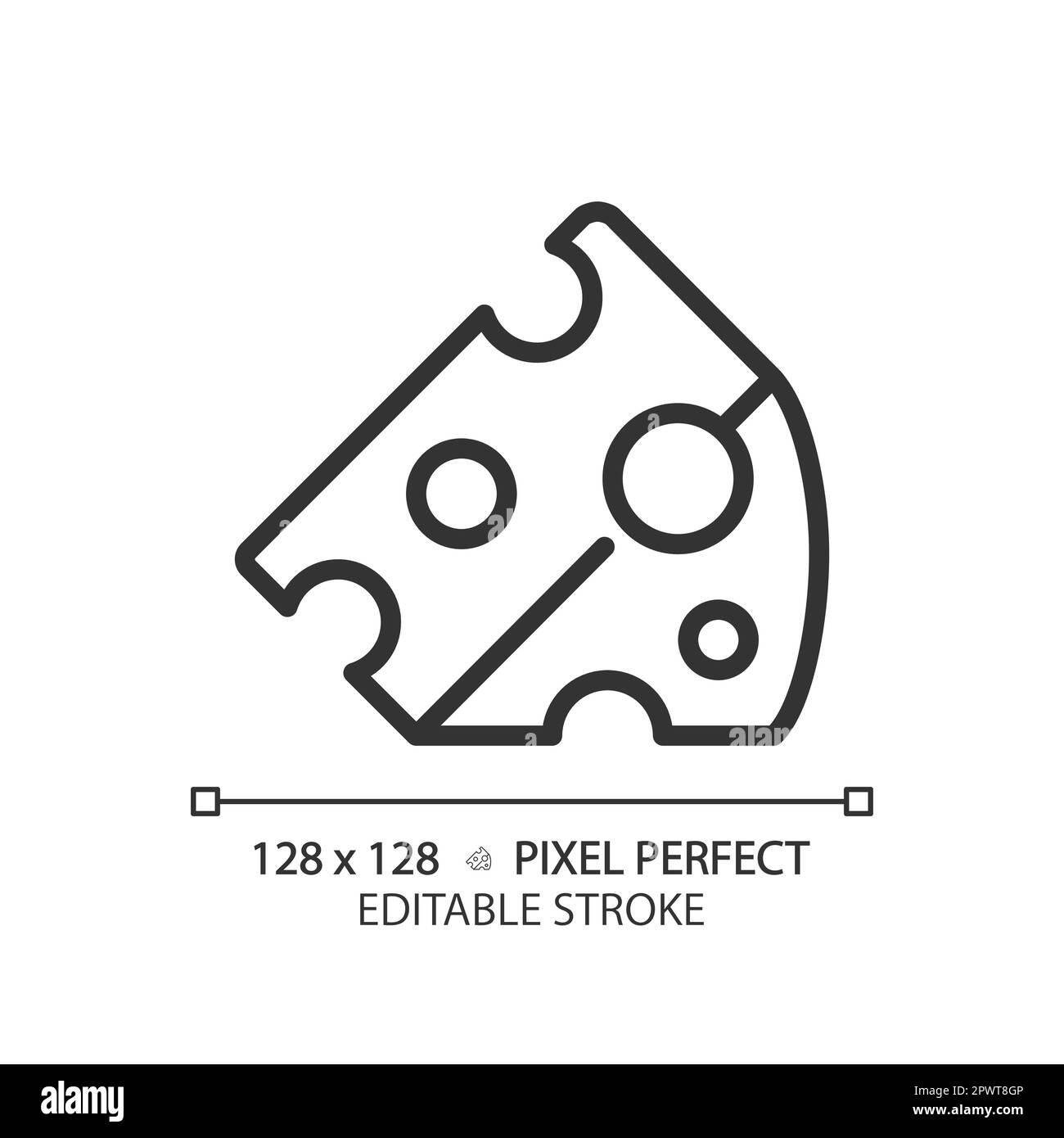 Cheese pixel perfect linear icon Stock Vector