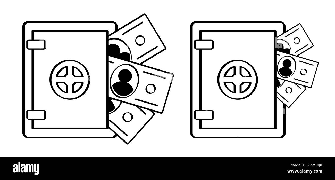 Cartoon safe box or safe lock. Vector safe deposit handle. Closed