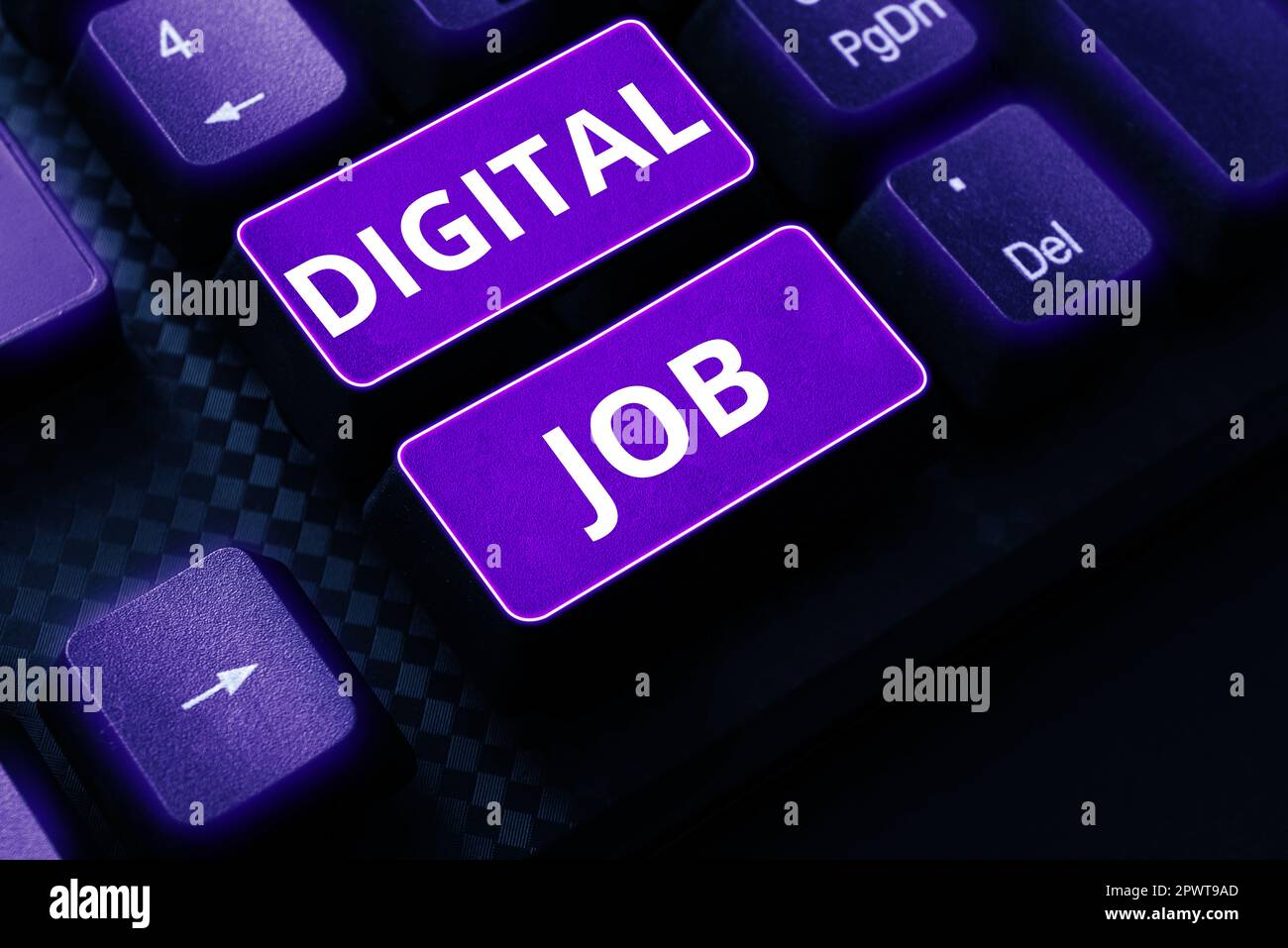 Conceptual caption Digital Job, Internet Concept get paid task done through internet and personal computer Stock Photo