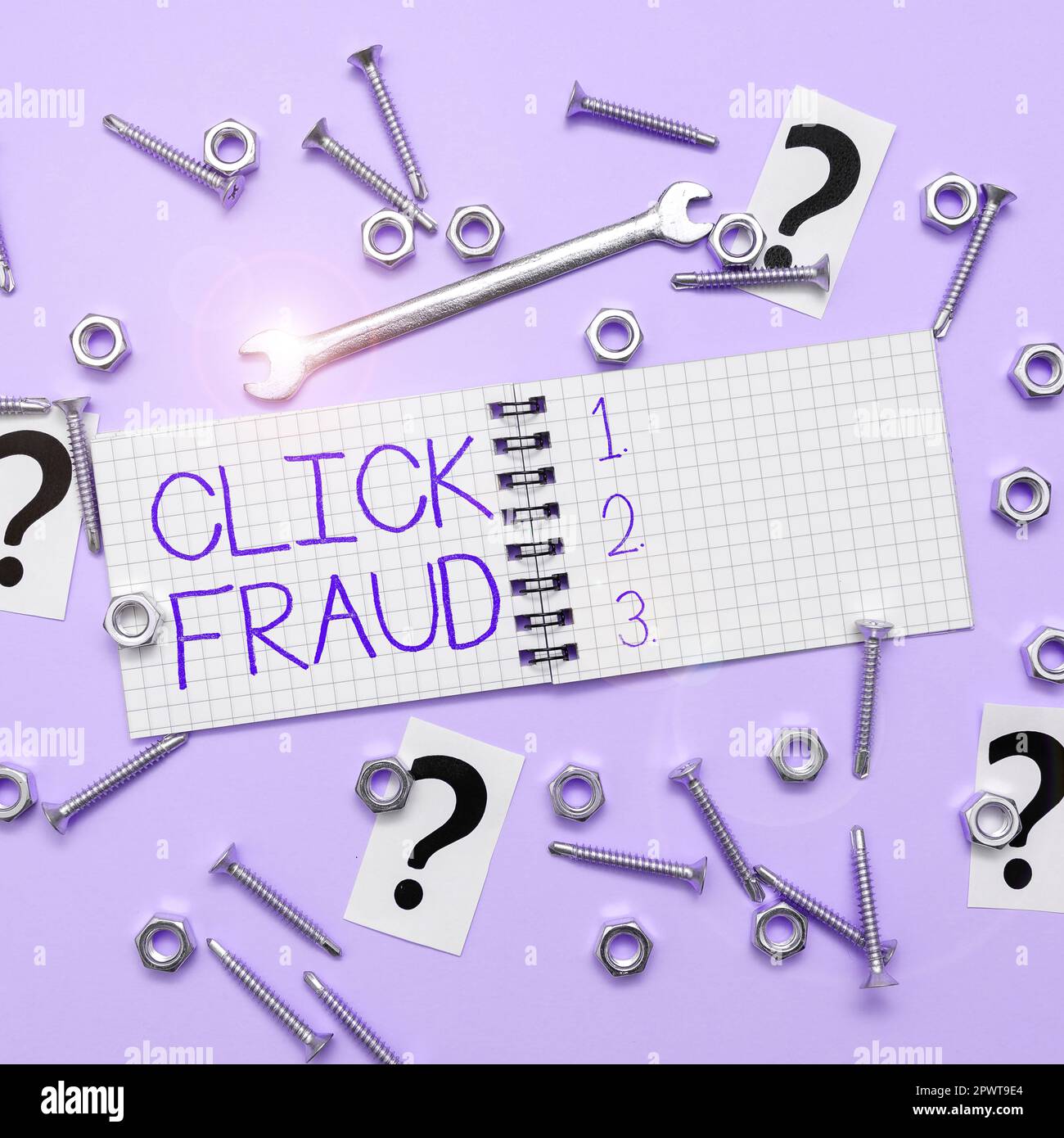 Sign displaying Click Fraud, Word for practice of repeatedly clicking on advertisement hosted website Stock Photo