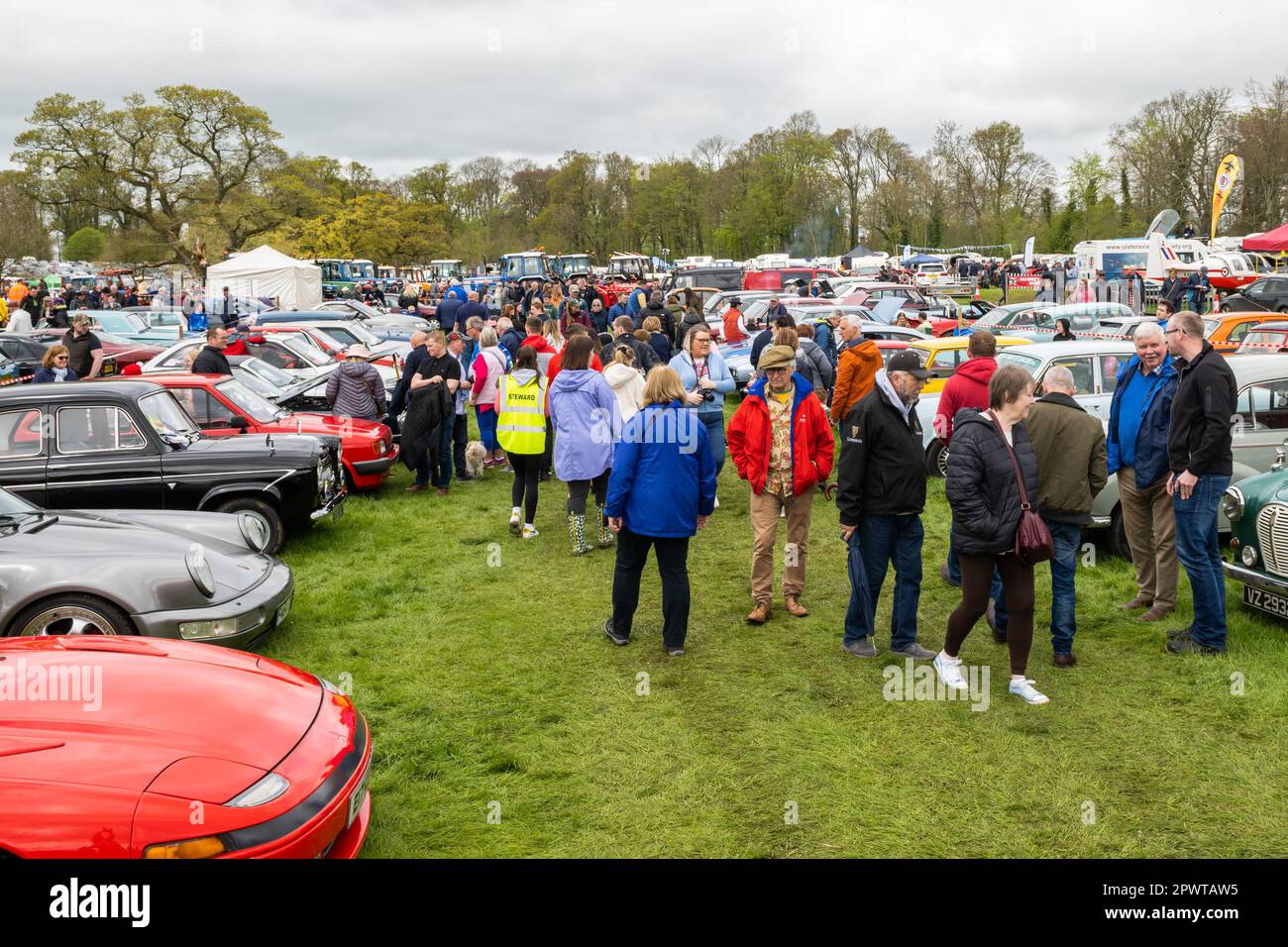 Antrim, N. Ireland. 1st May, 2023. The Shanes Castle Steam Rally took place on Sun 30th Apr and Mon 1st May and attracted thousands of people. Steam Traction Engines, tractors, a fun fair, classic cars and birds of prey demonstrations were just a few of the attractions. Credit: AG News/Alamy Live News Stock Photo