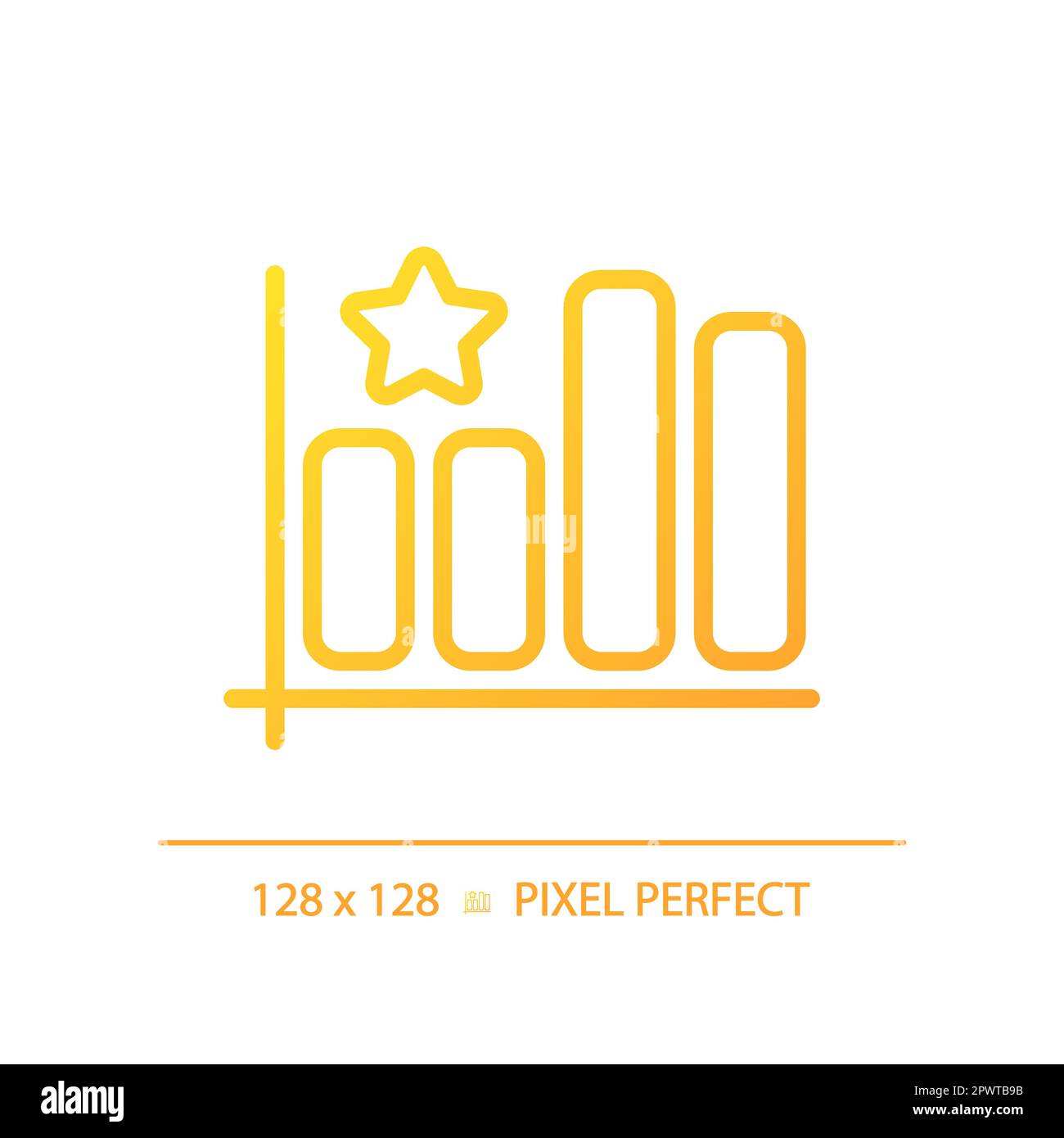 Bar graph pixel perfect gradient linear vector icon Stock Vector