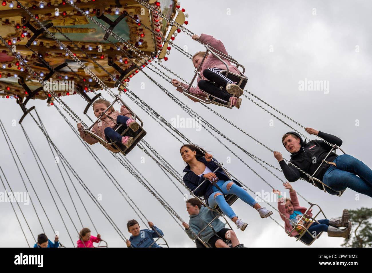 Antrim, N. Ireland. 1st May, 2023. The Shanes Castle Steam Rally took place on Sun 30th Apr and Mon 1st May and attracted thousands of people. Steam Traction Engines, tractors, a fun fair, classic cars and birds of prey demonstrations were just a few of the attractions. Credit: AG News/Alamy Live News Stock Photo