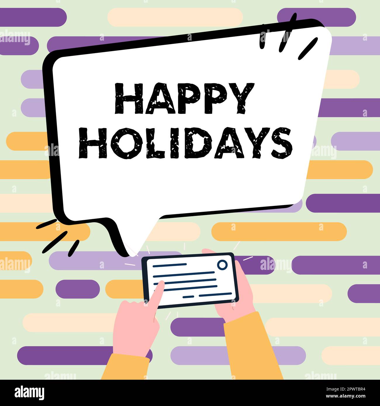 Conceptual caption Happy Holidays, Business showcase greeting used to