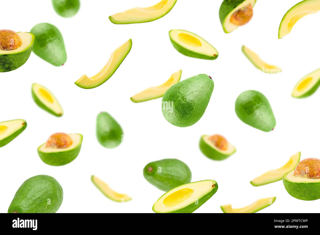 Creative levitation pattern with avocado. Selective focus. Isolated ...