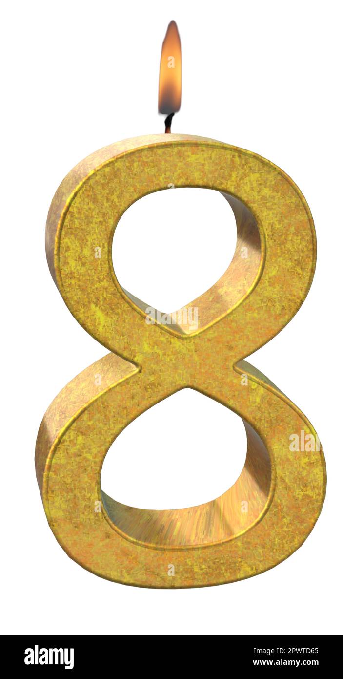 Number 8 Gold Golden Candle Stock Vector Image & Art - Alamy